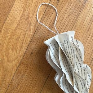 Handmade Upcycled Hanging Decor Holiday Ornament Book Page Red Tassel